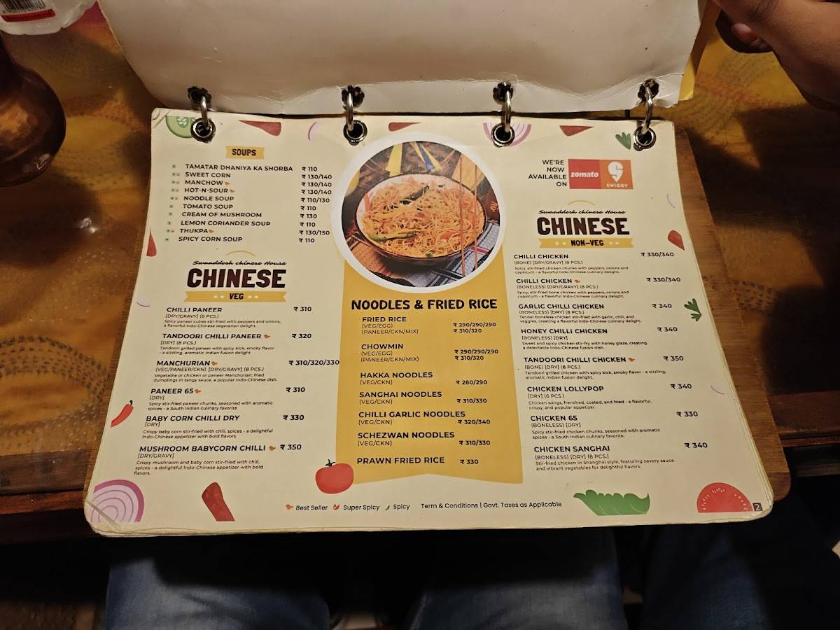 Swaaddesh menu