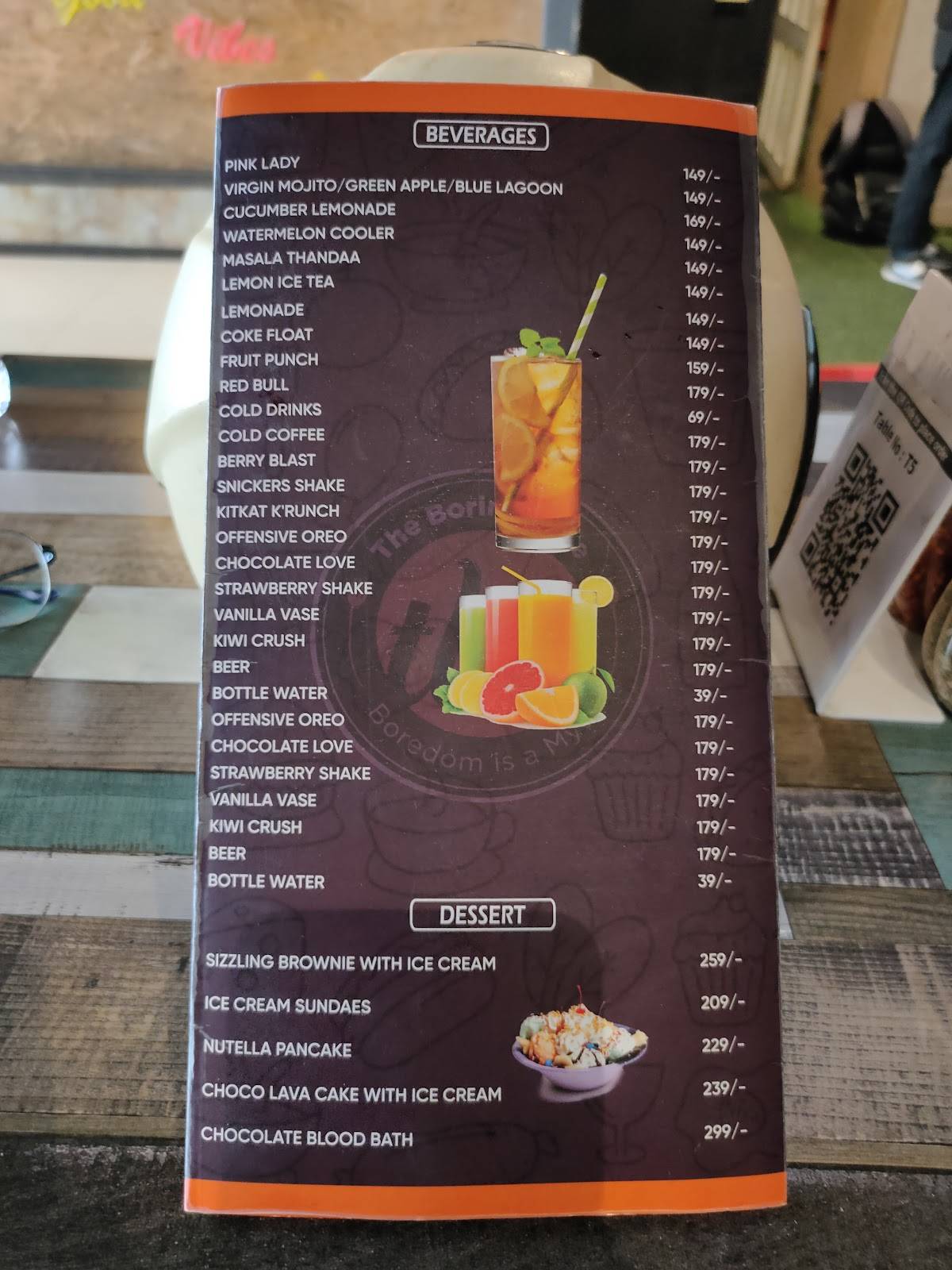 The Boring Café menu