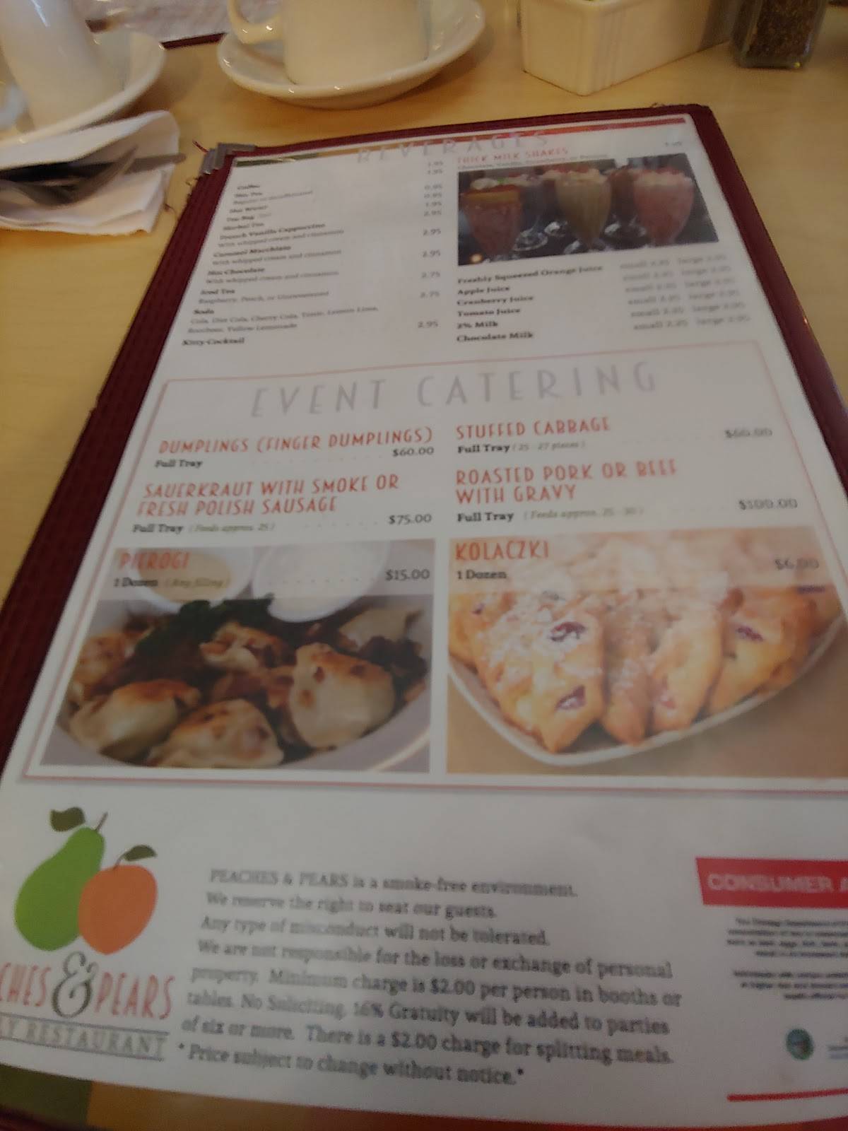 Menu at Peaches & Pears Restaurant, Chicago