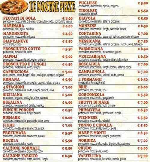 Menu de Peccati di Gola