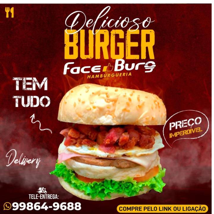 Face Burg Hamburgueria Pedro Leopoldo cardápio
