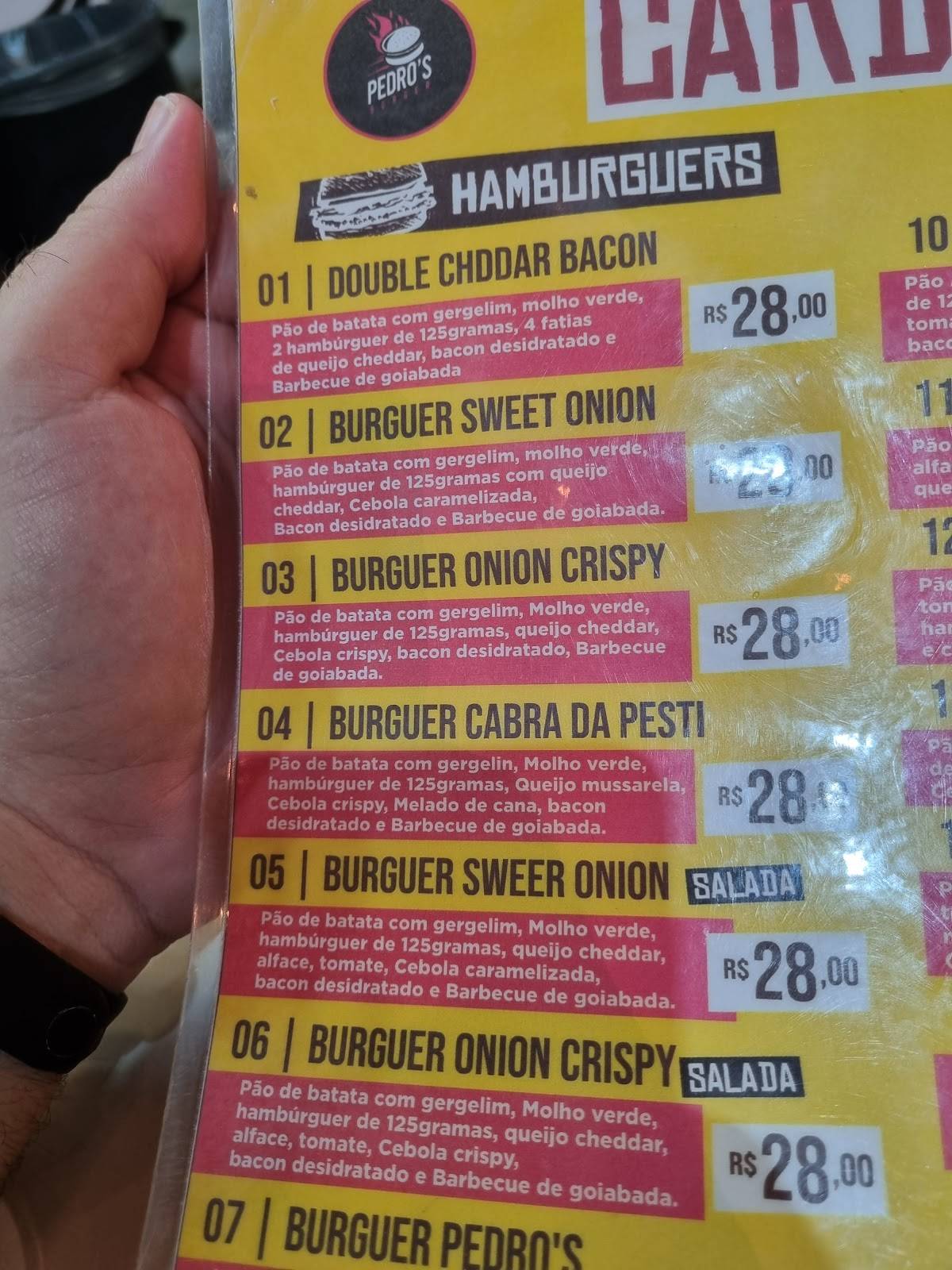 Pedro's Burger cardápio