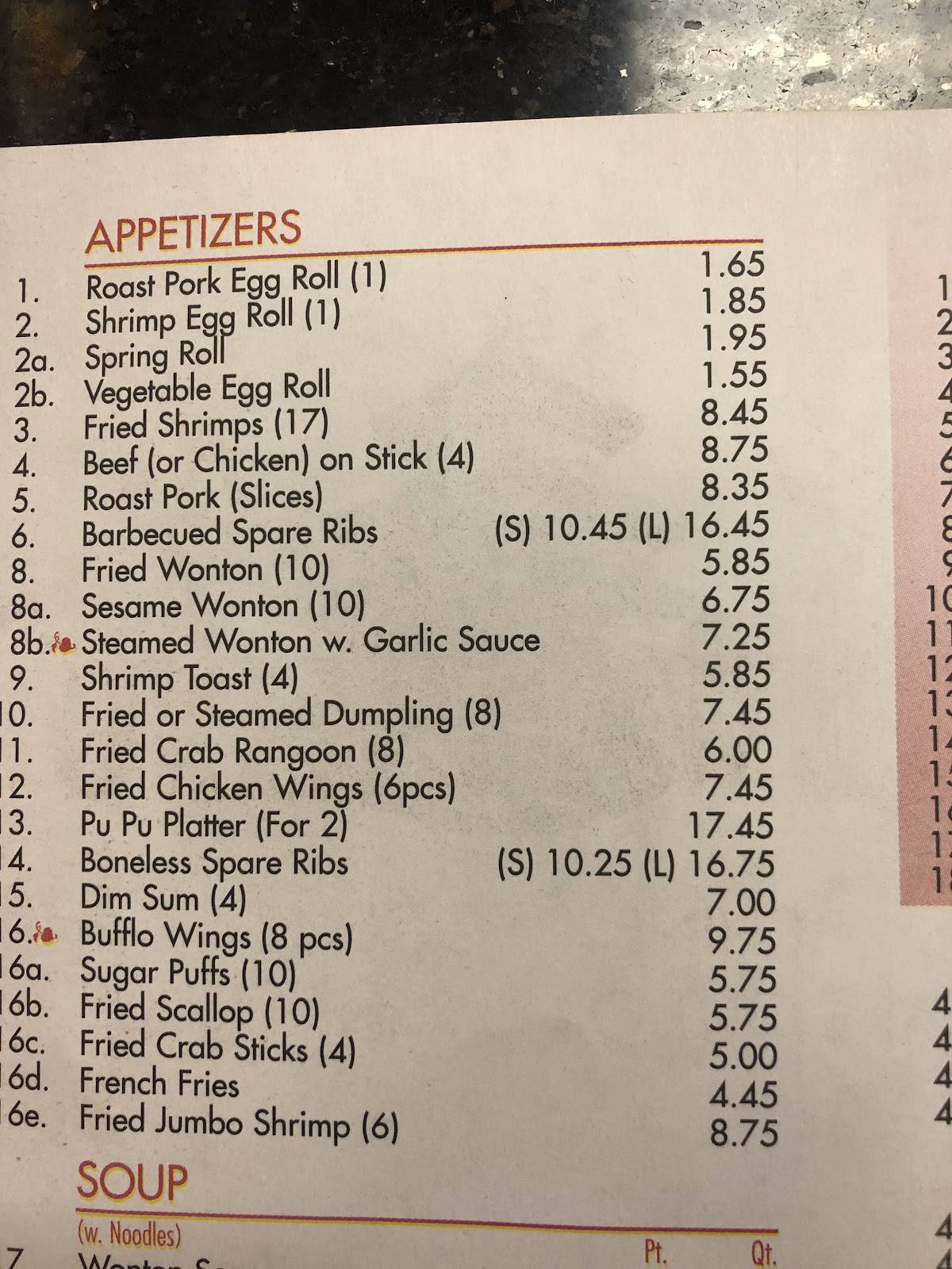 Menu at Peking Chinese Restaurant, Gloversville