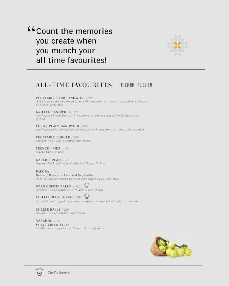 Grains Pure Veg by Udaan Pine Crest, Pelling menu