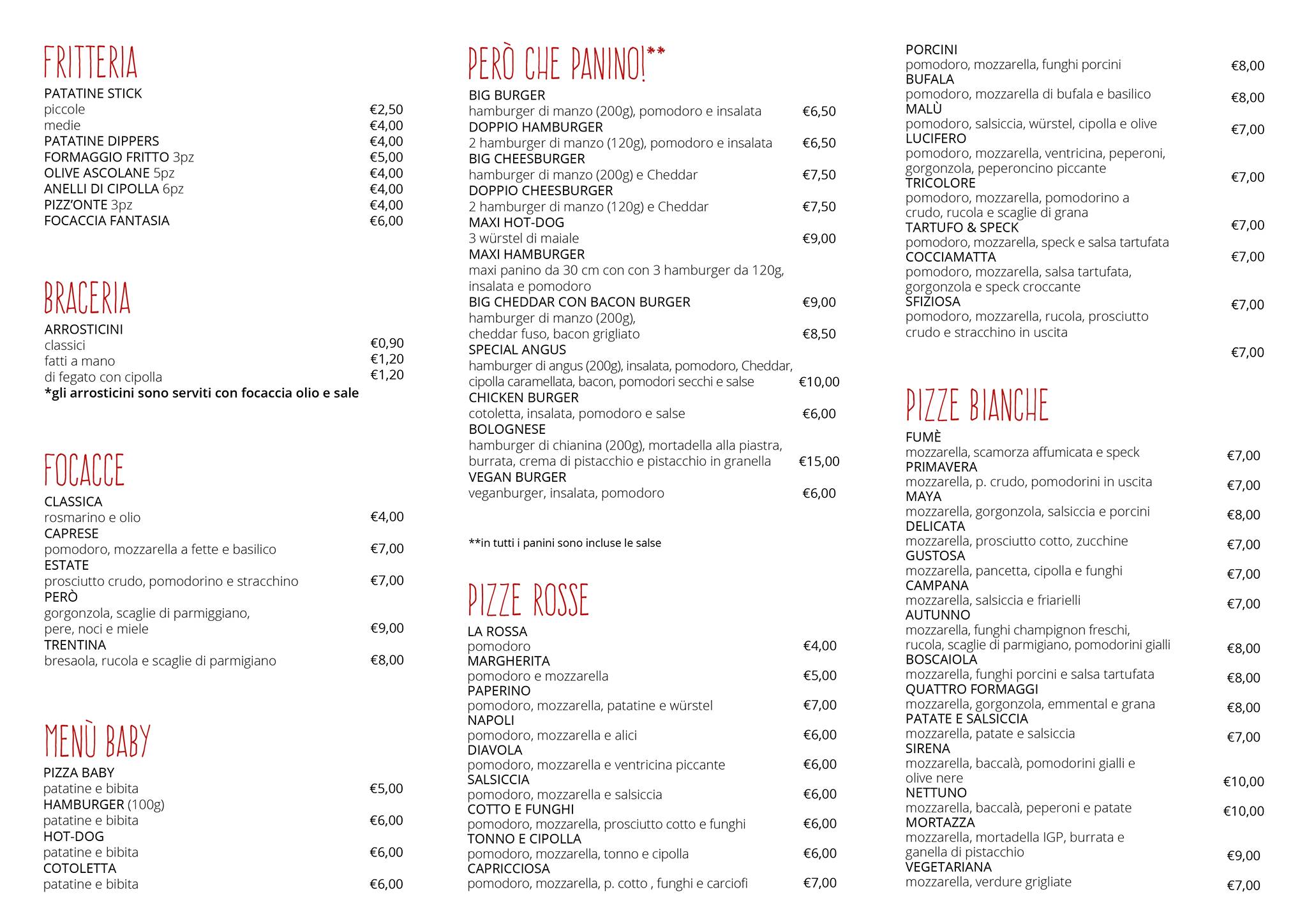 Menu di Però 