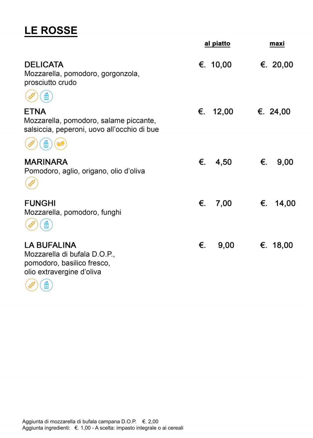 Menu di Pizzeria California 