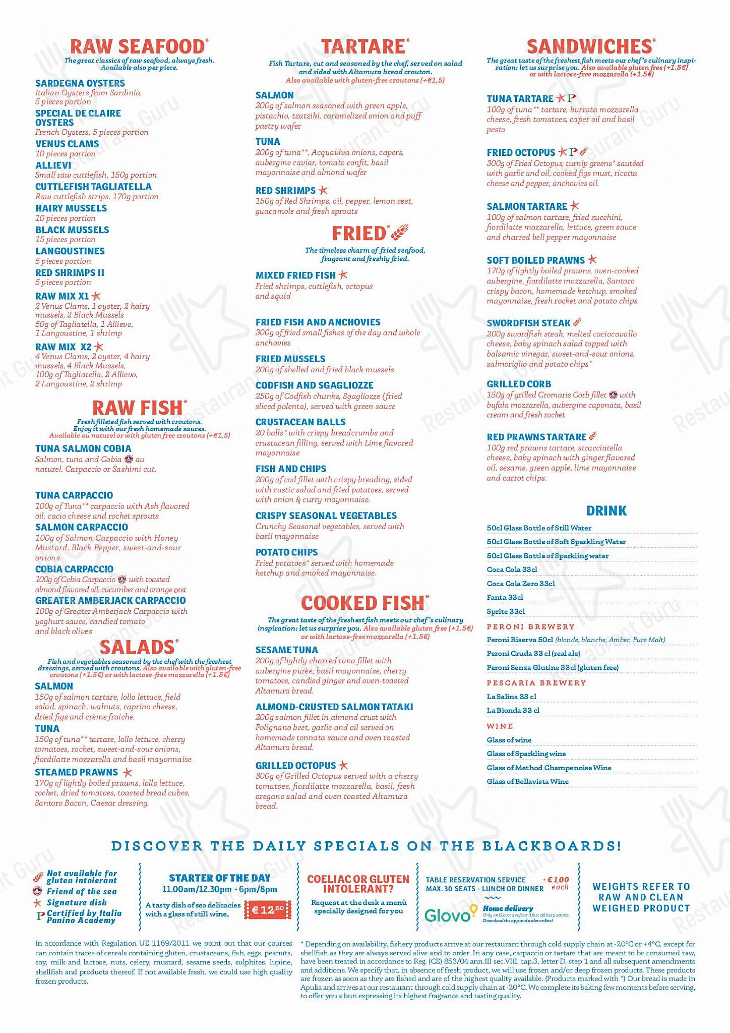 Takeaway Menu per Pescaria in Milano