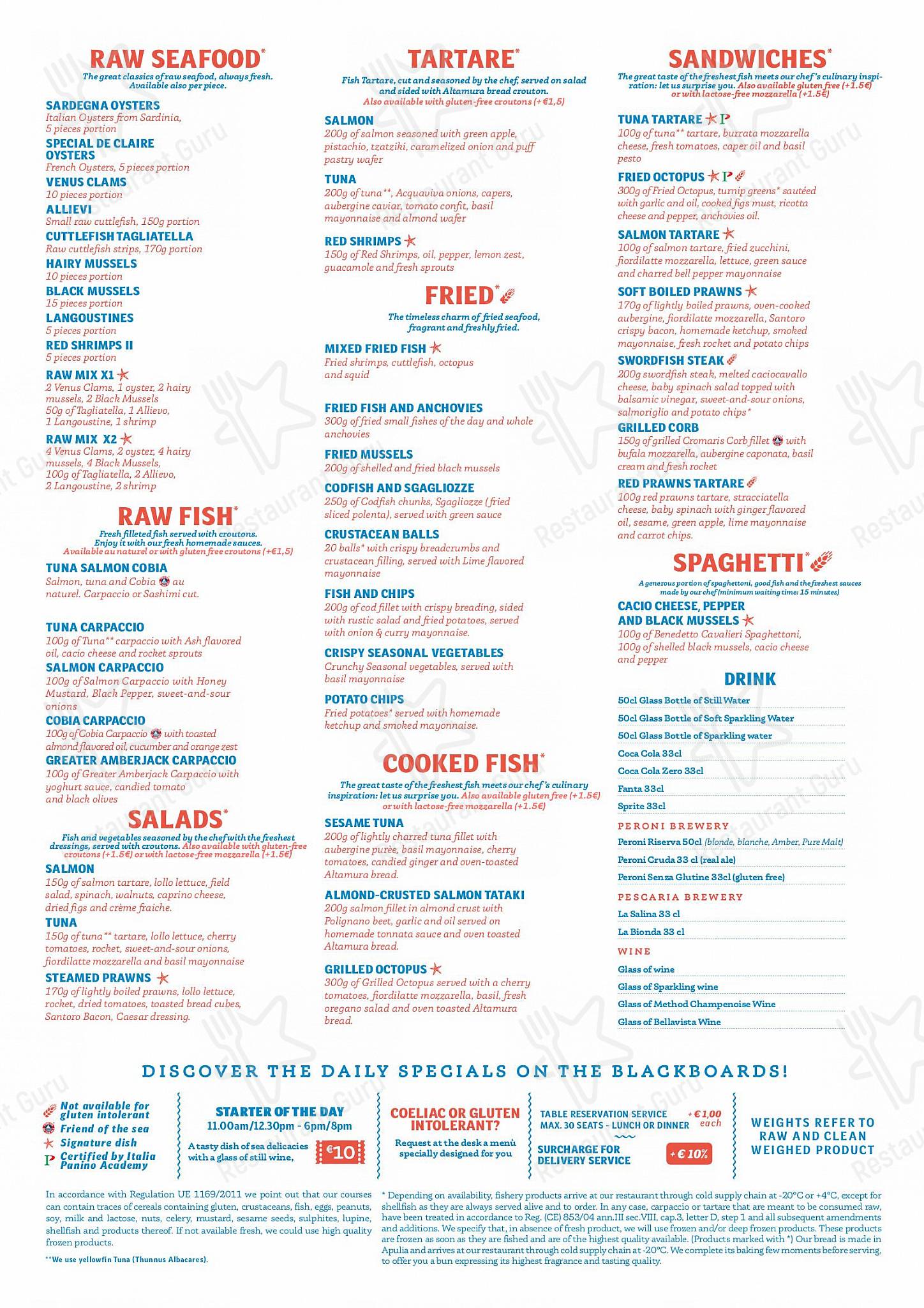 Takeaway Menu per Pescaria in Milano