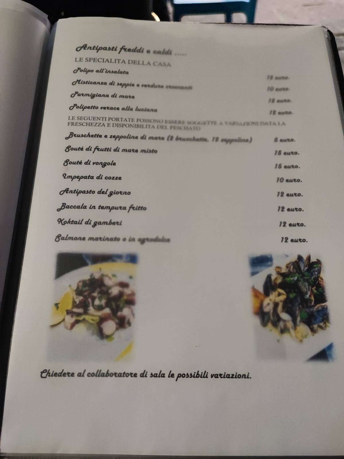 Menu di Pescheria Capri 