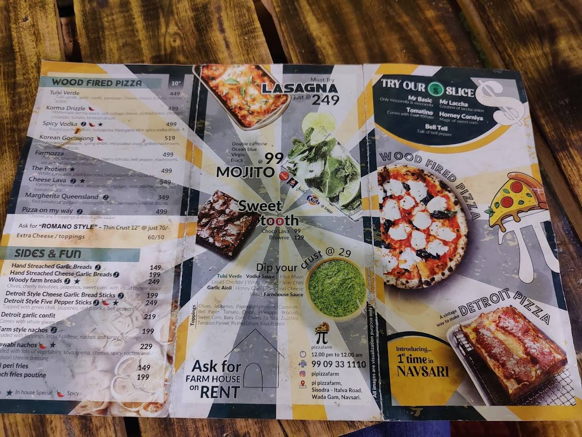 Menu at Pi Pizza Farm, Navsari