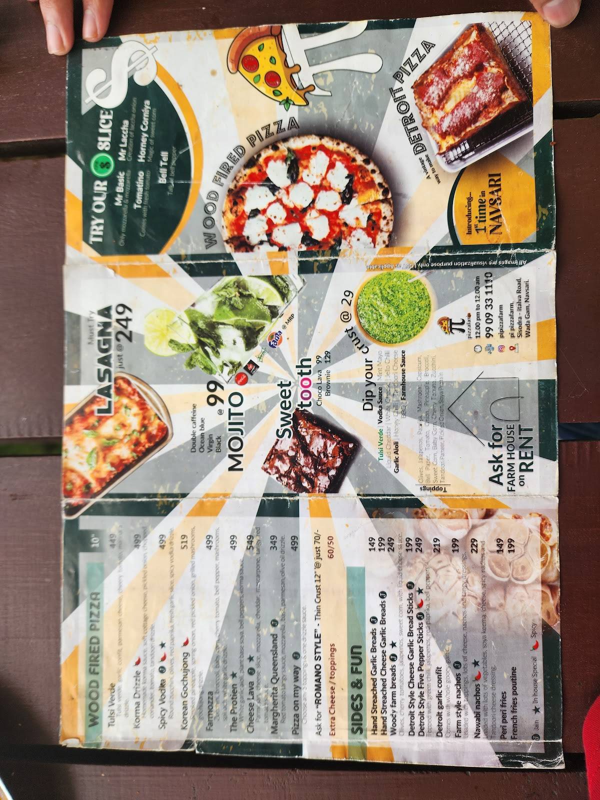 Menu at Pi Pizza Farm, Navsari