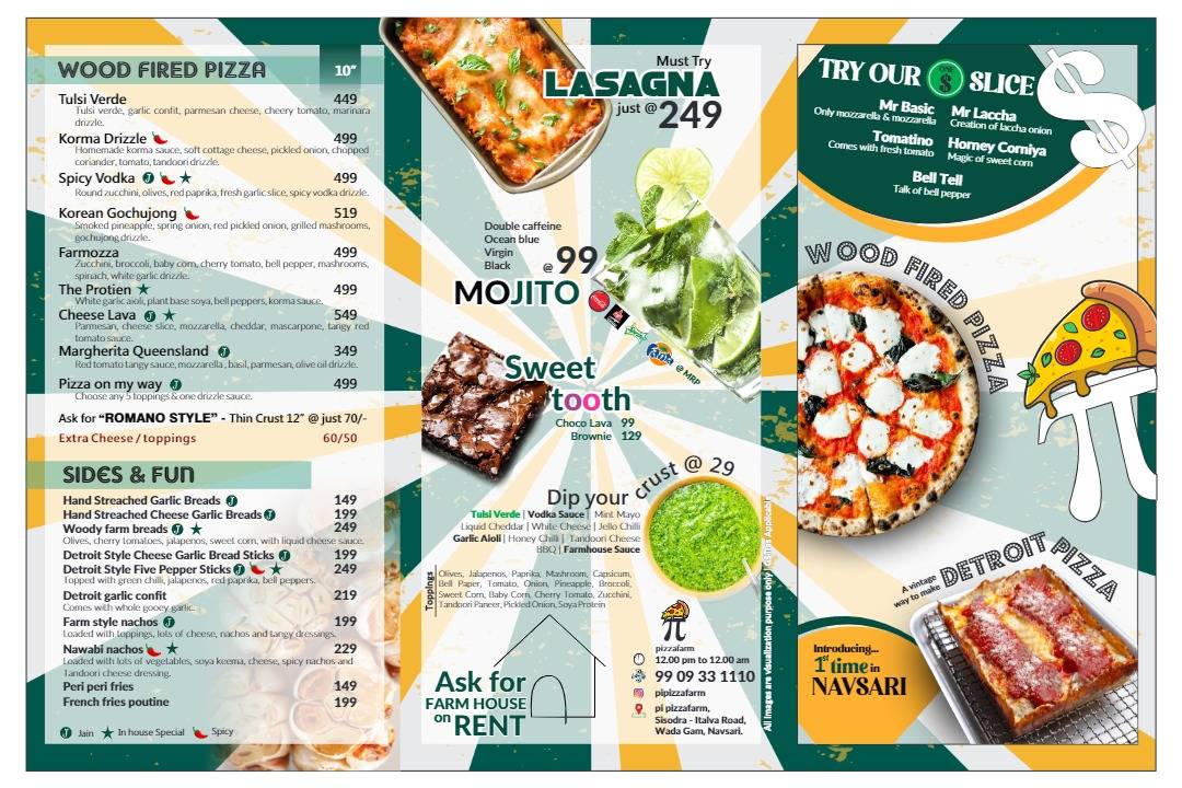 Menu at Pi Pizza Farm, Navsari