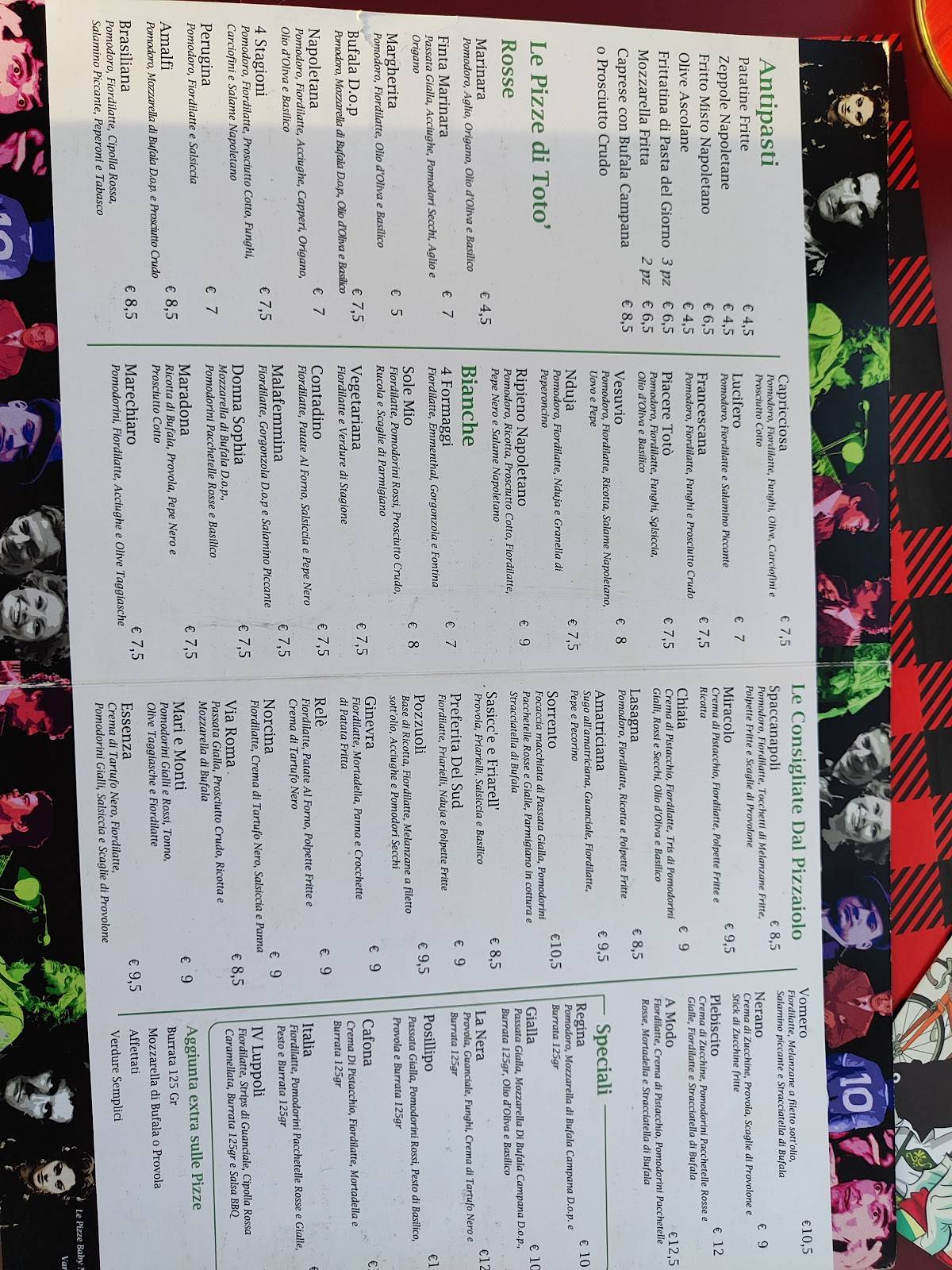 Menu di Pizzería Piacere Totò 