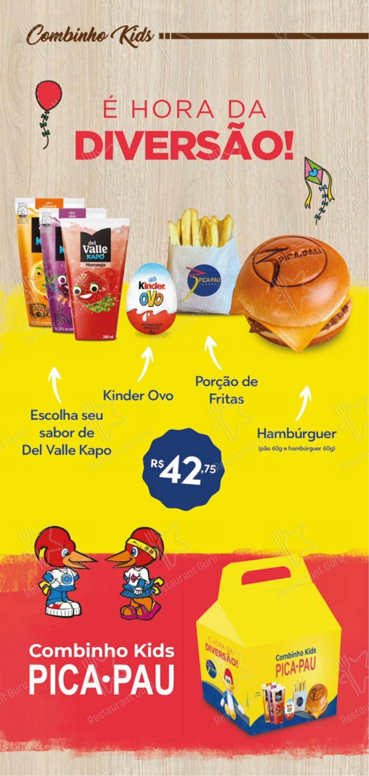 Menu para Pica-Pau Lanches restaurante de fast food