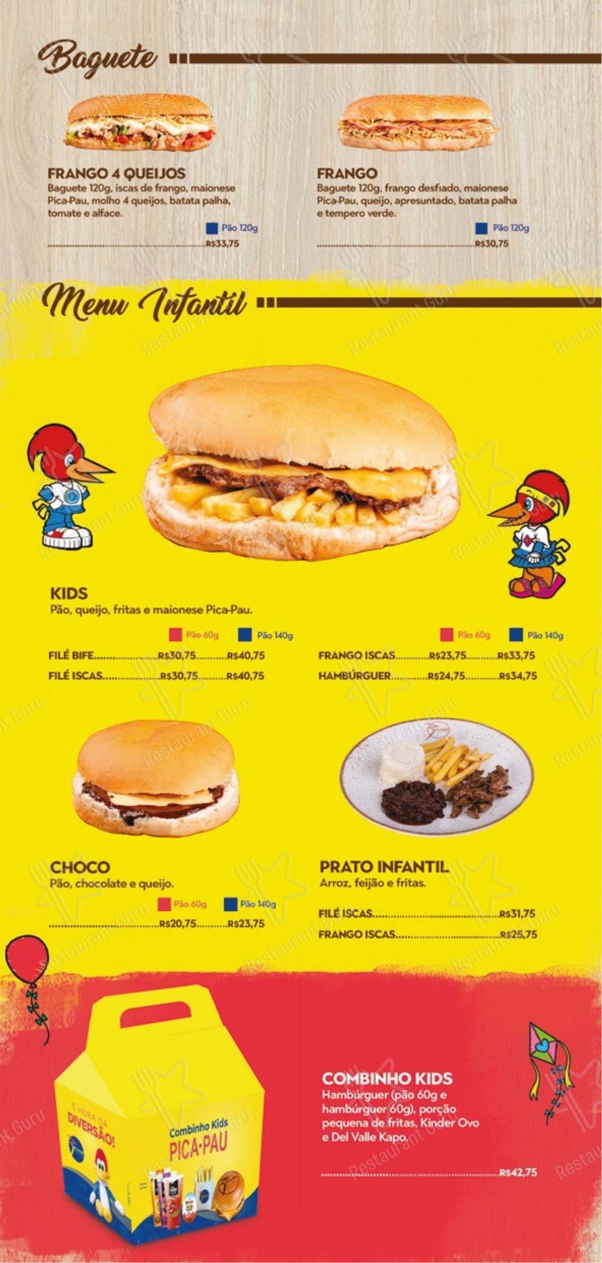 Menu para Pica-Pau Lanches em Novo Hamburgo