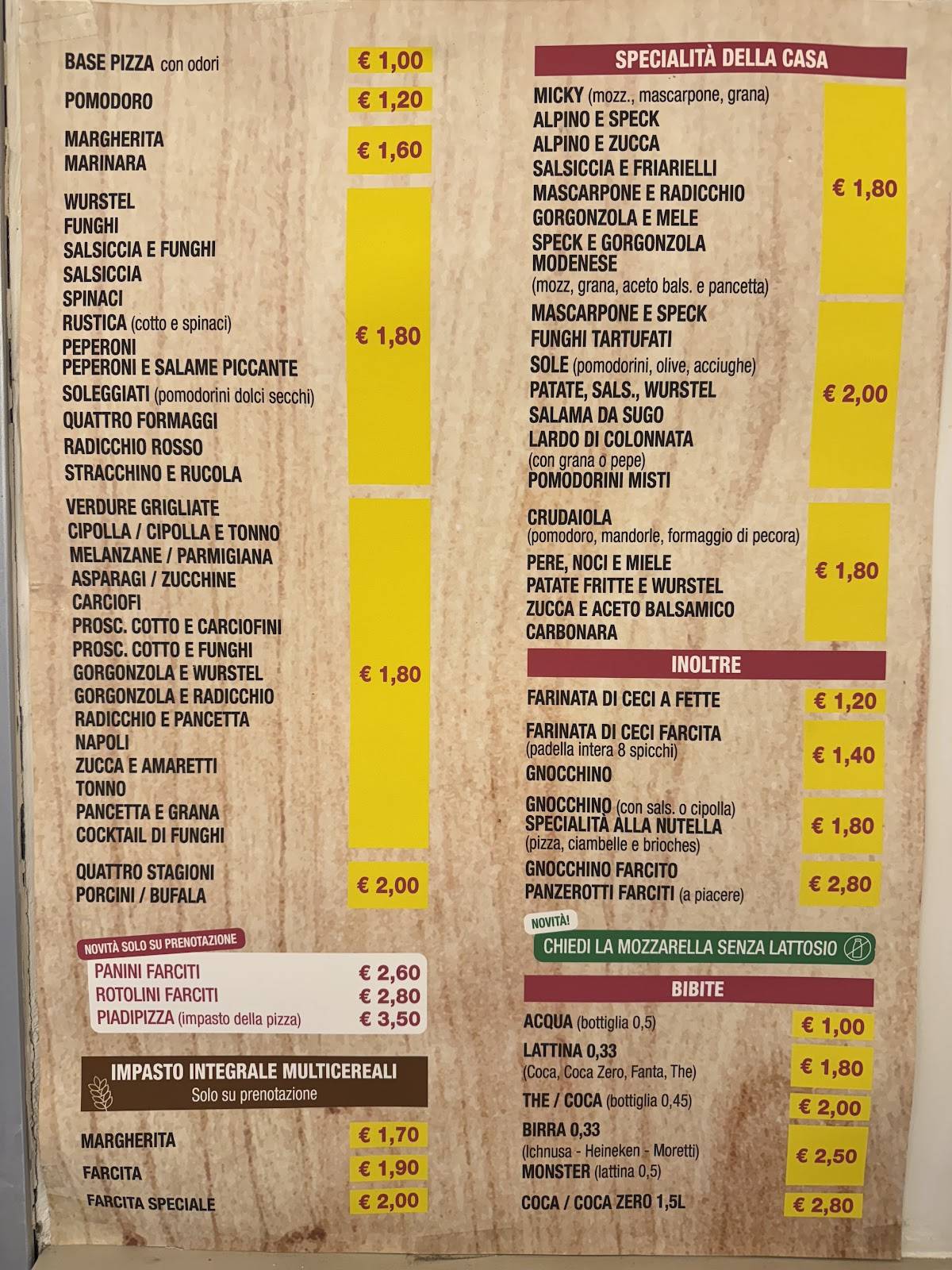 Menu di Pieve Pizza di Soriani Elena 