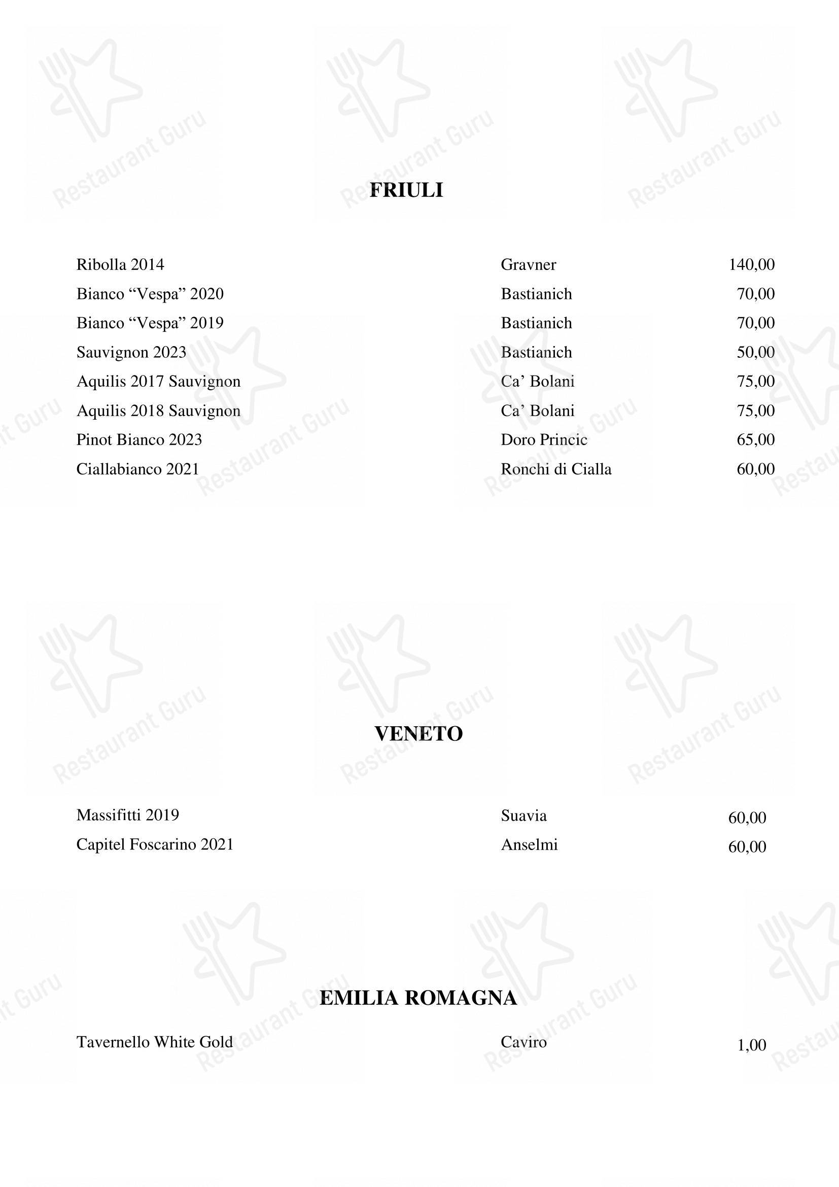 Menu di Pipero Roma - Menu bar