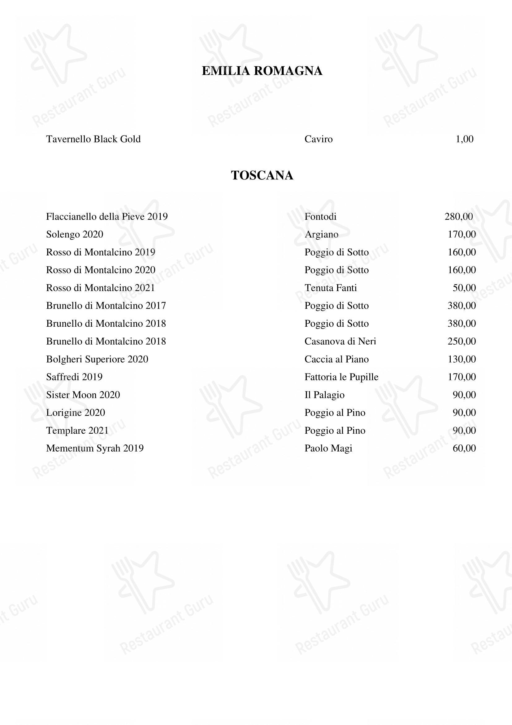 Menu di Pipero Roma - Menu bar