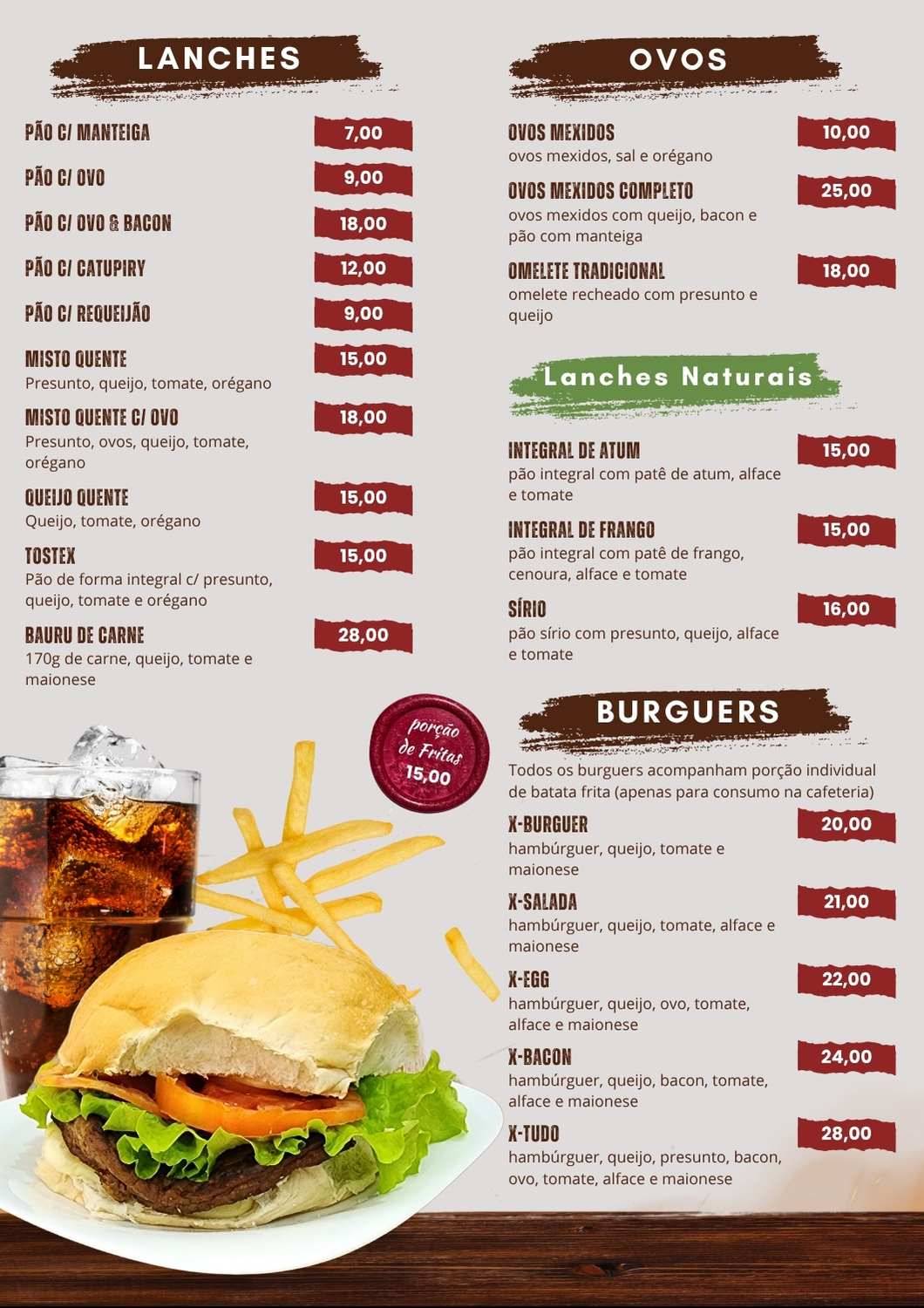 Cafeteria Miruka cardápio