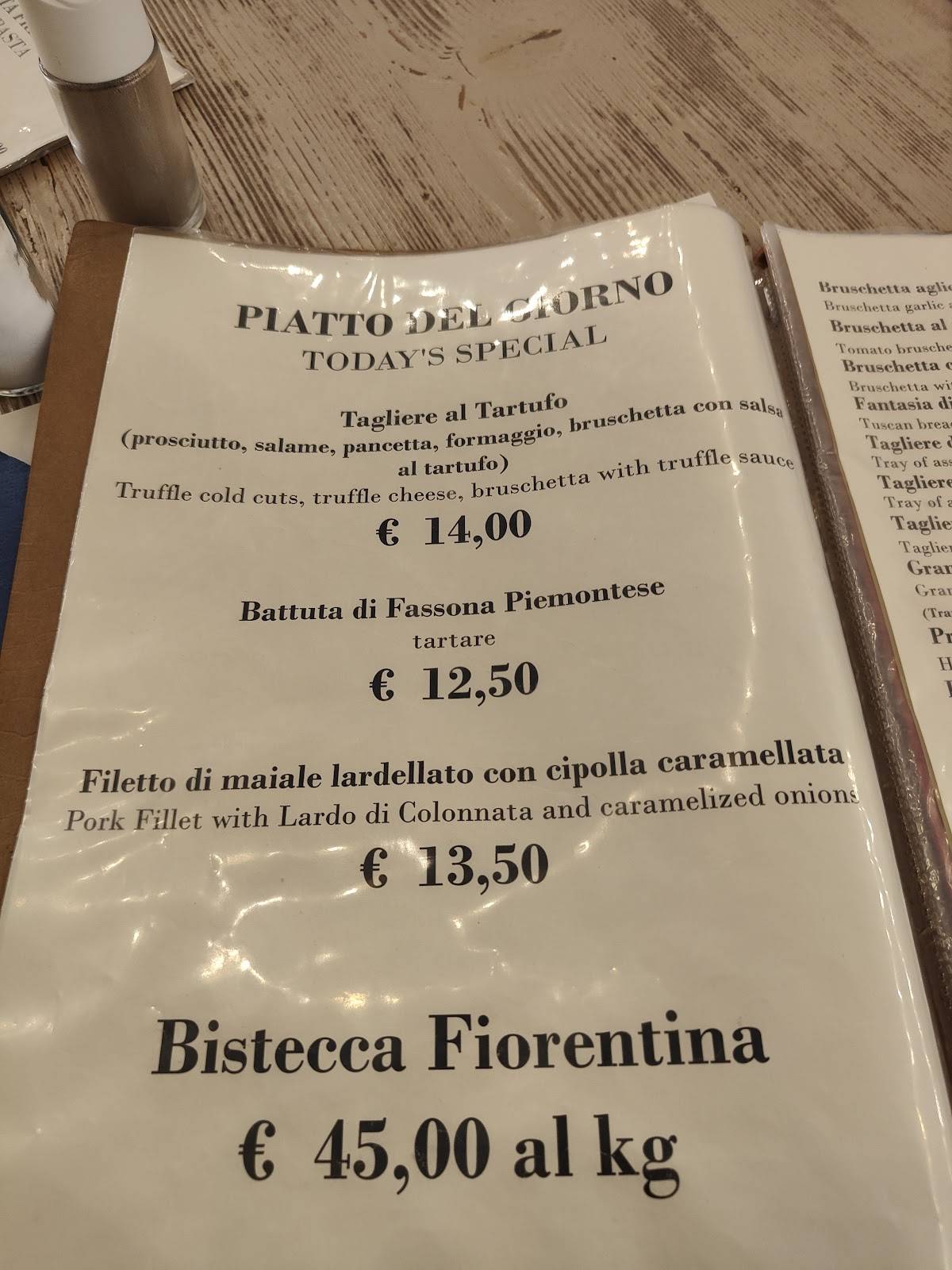 Menu da Osteria I Santi ristorante, Pisa