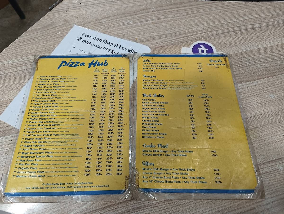 Pizza Hub menu