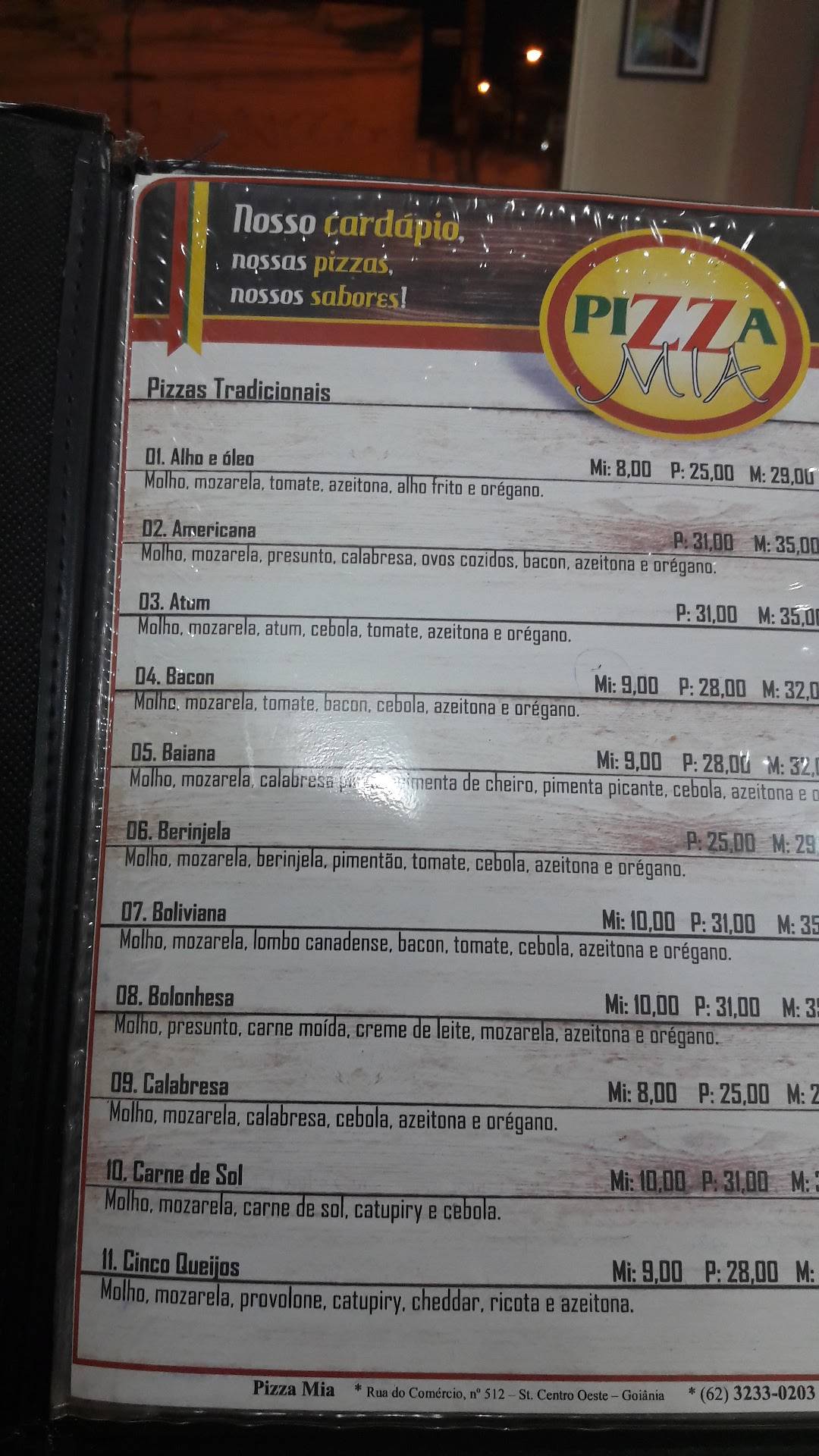 Pizza Mia cardápio