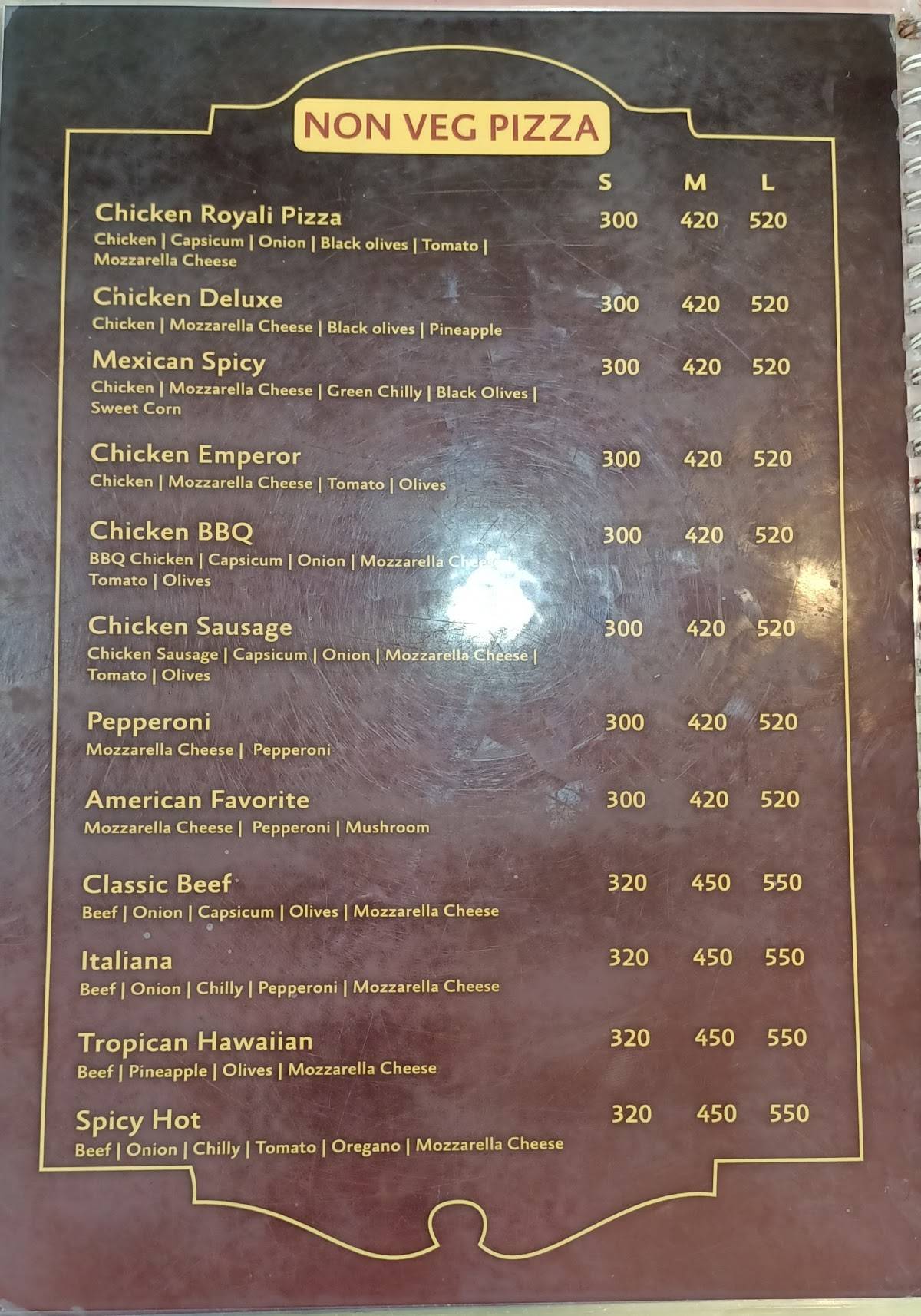 Pizza Palace menu