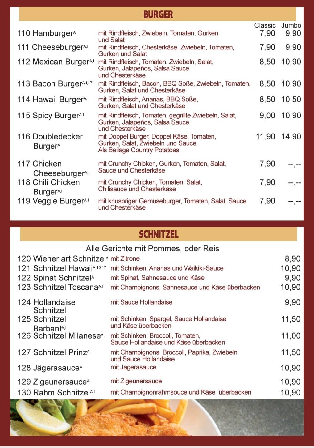 Menu de Pizza Prinz Restaurant Velbert