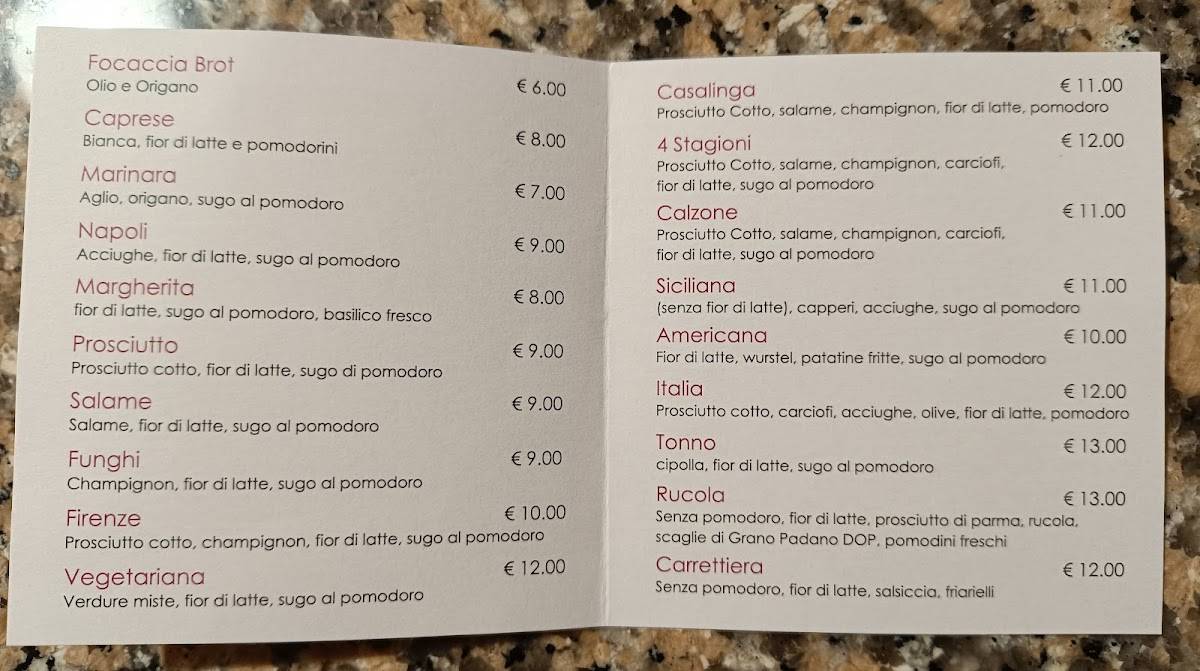 Menu di Pizzeria Ristorante Da Pietro 