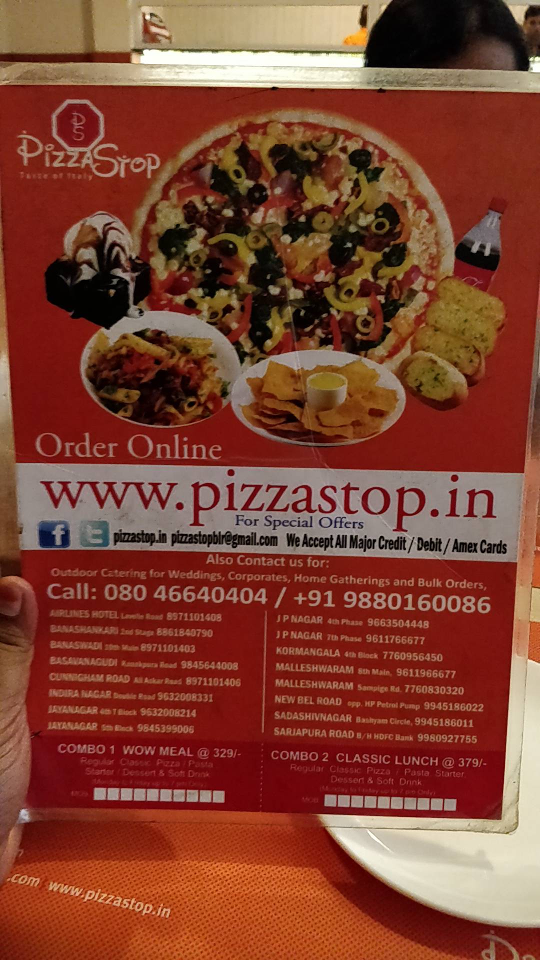 Pizza Stop menu