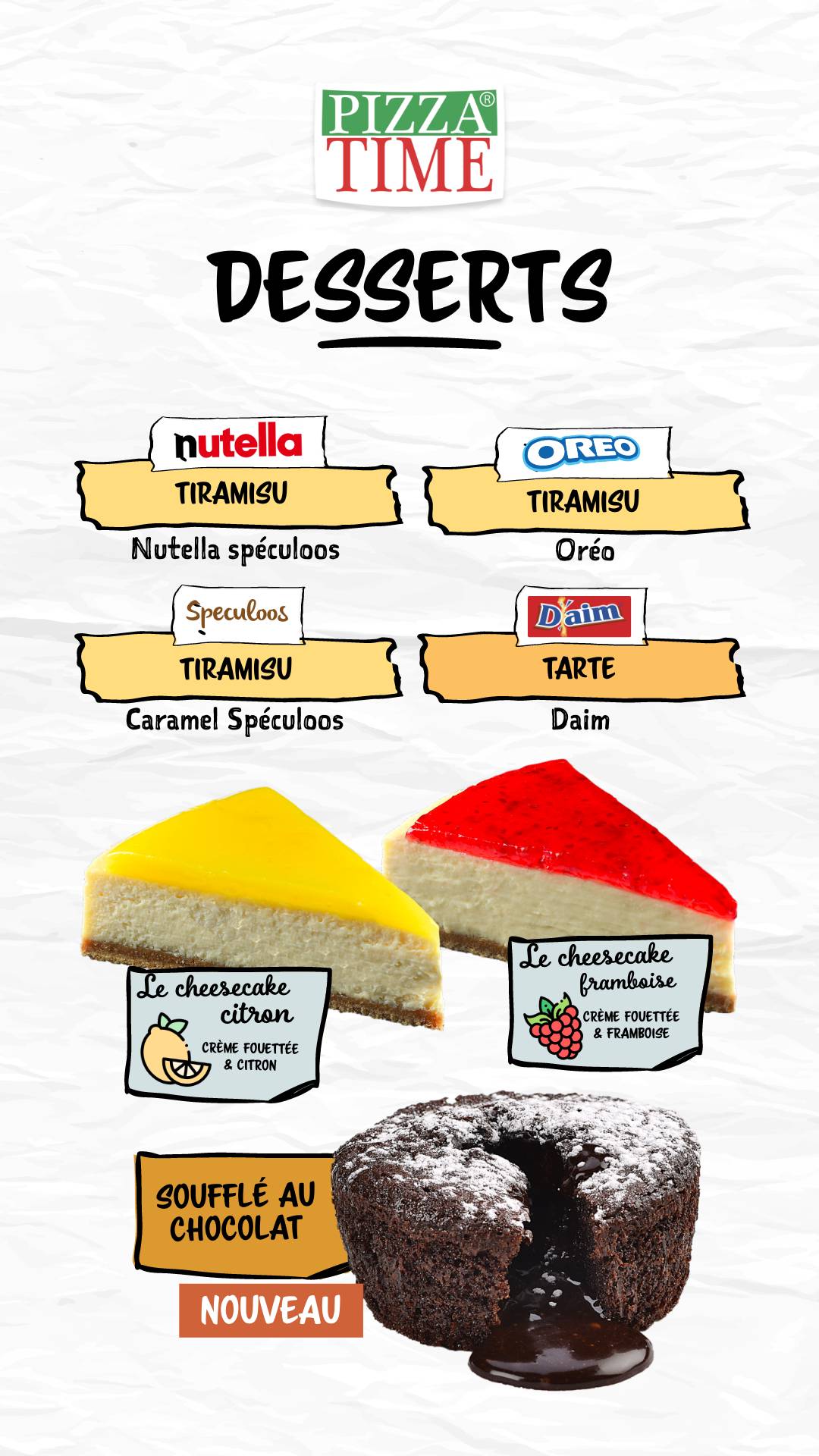 Menu de Pizza Time Chelles