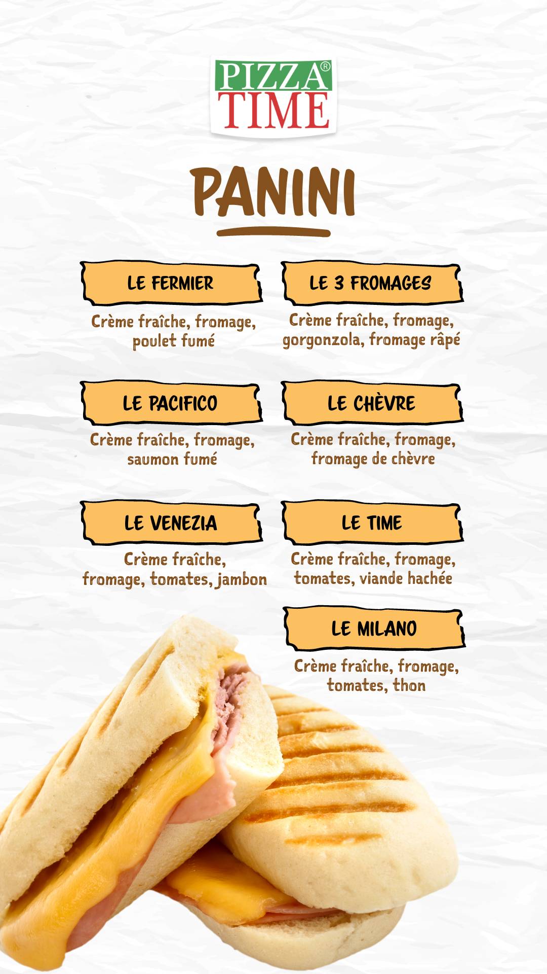 Menu de Pizza Time Chelles