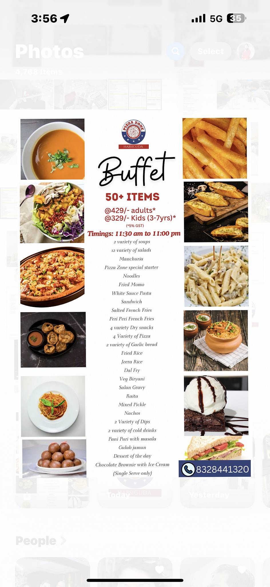 Pizza Zone Habsiguda menu