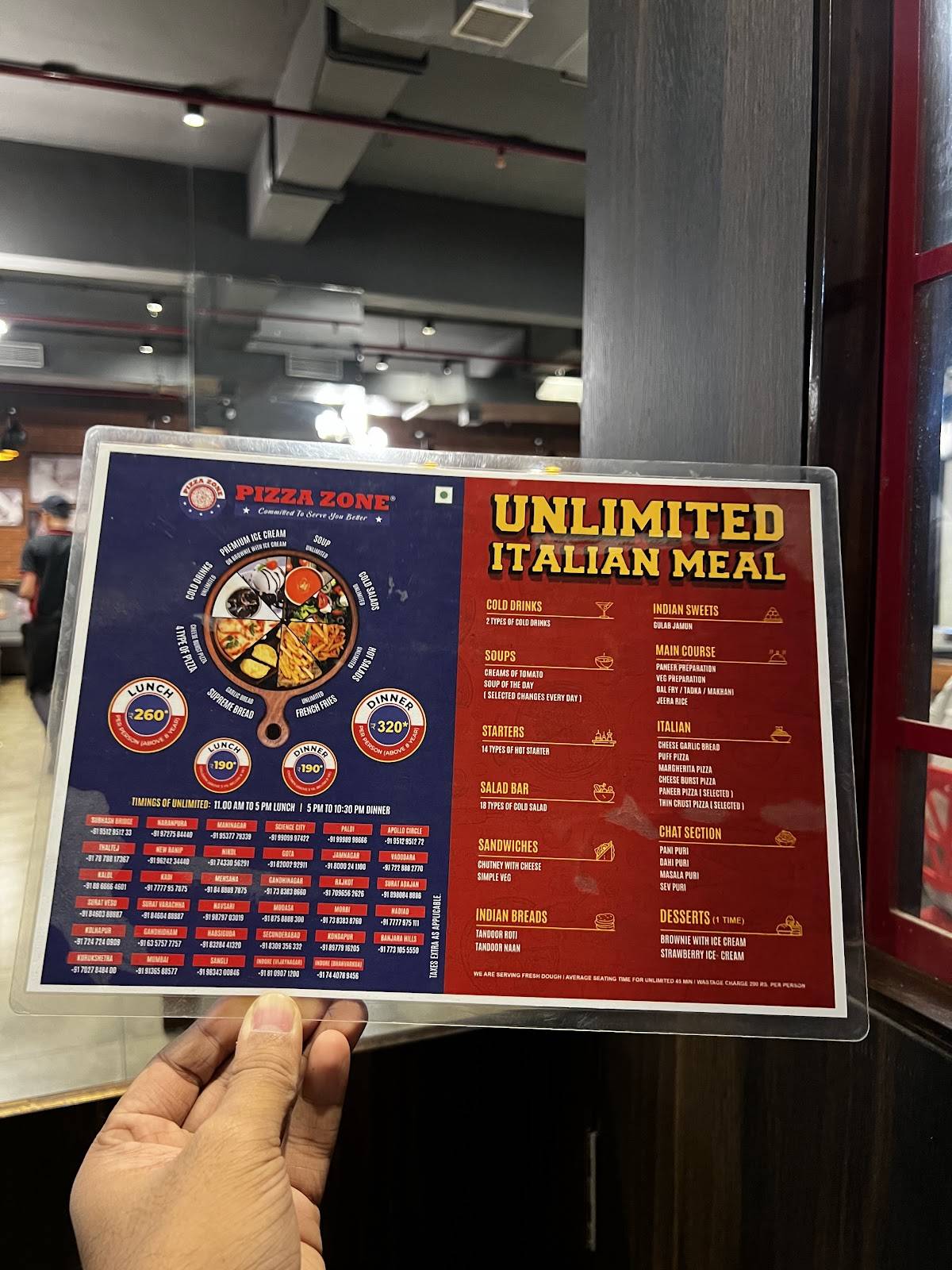 Pizza Zone menu