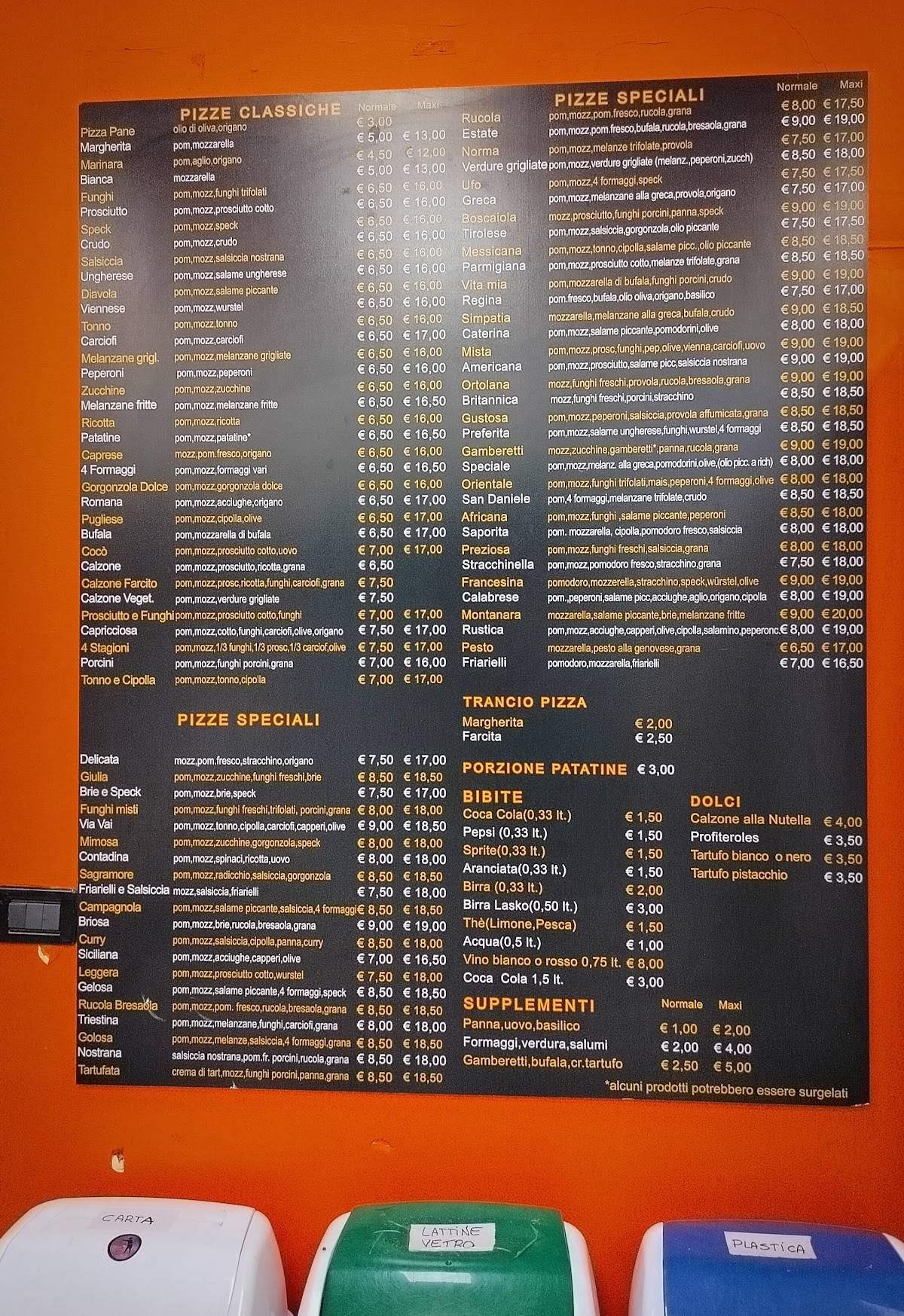 Menu di Pizza al Giulia 