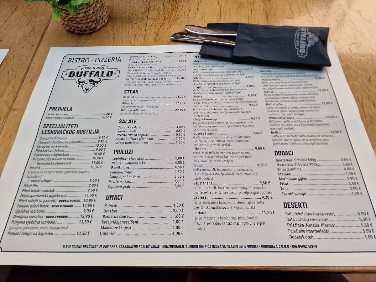Menu di Pizza & BBQ Buffalo 