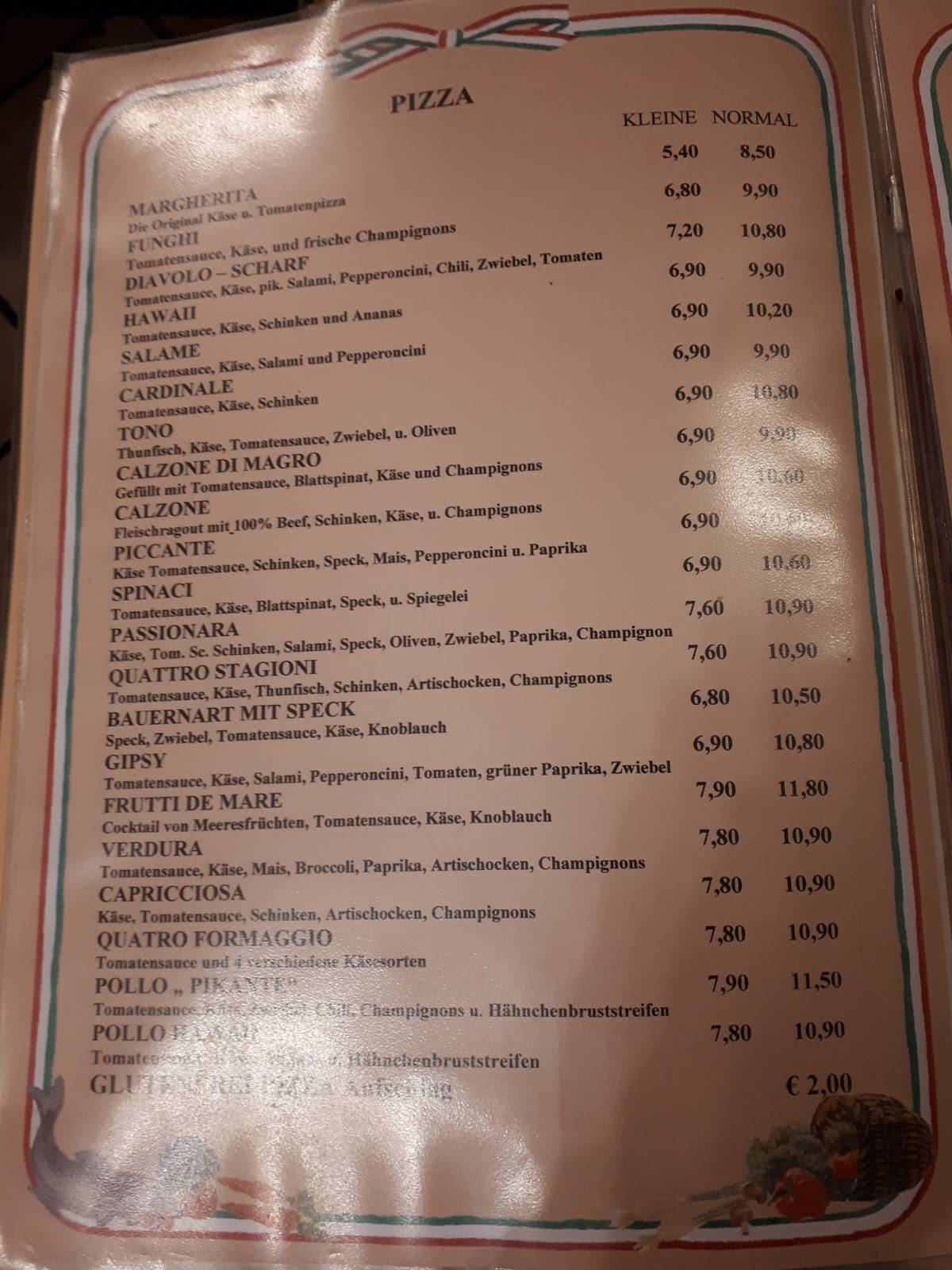 Menu at Pizza & Pasta Spaghetti & Co, Salzburg