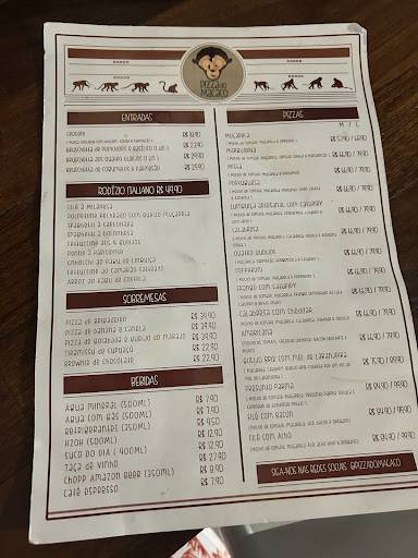 Pizza do Macaco cardápio