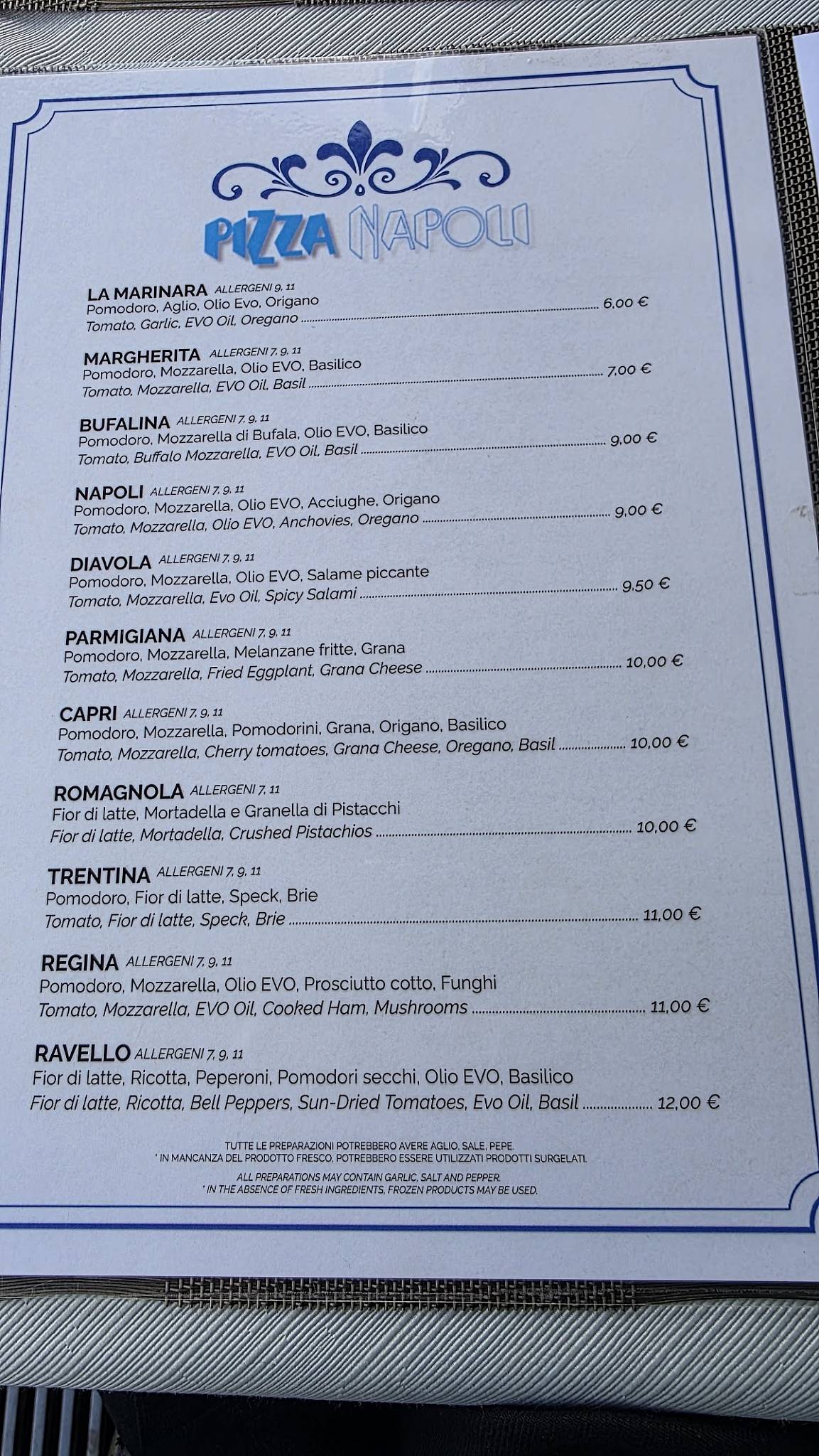 Menu di PizzaNapoli 