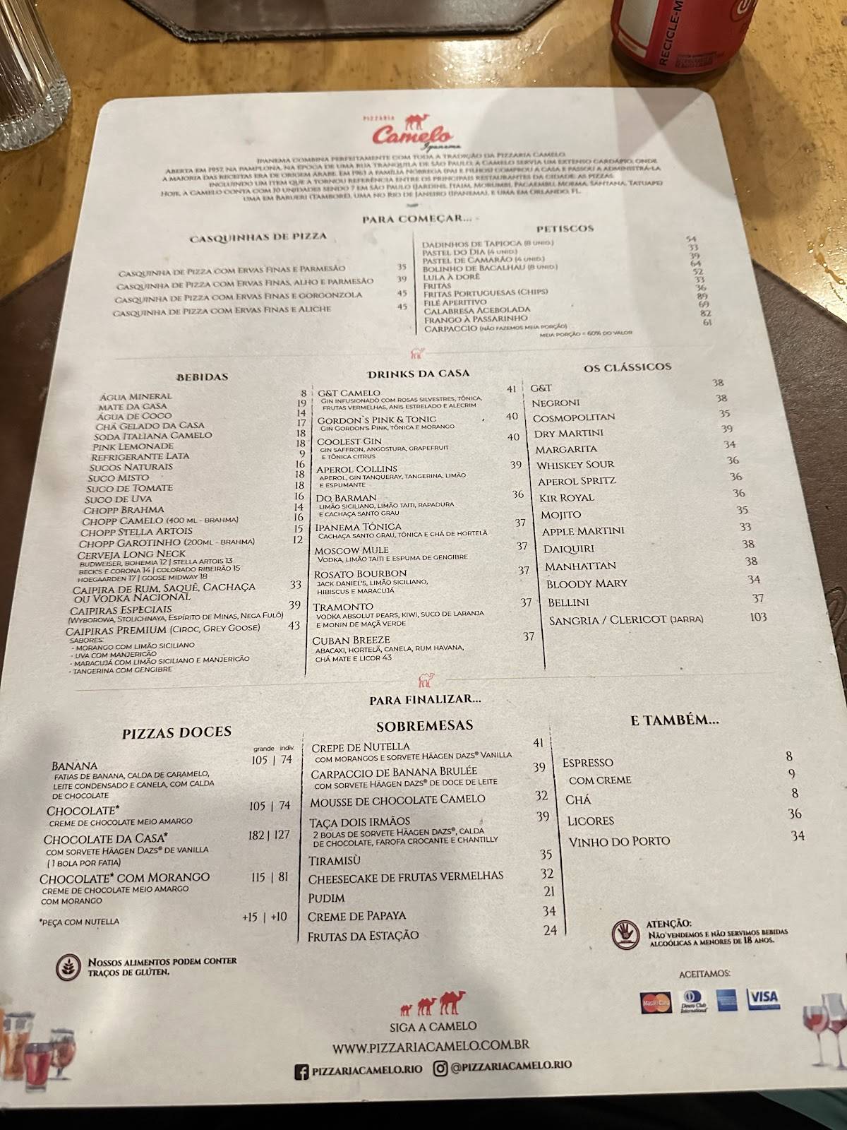 Pizzaria Camelo - Ipanema cardápio