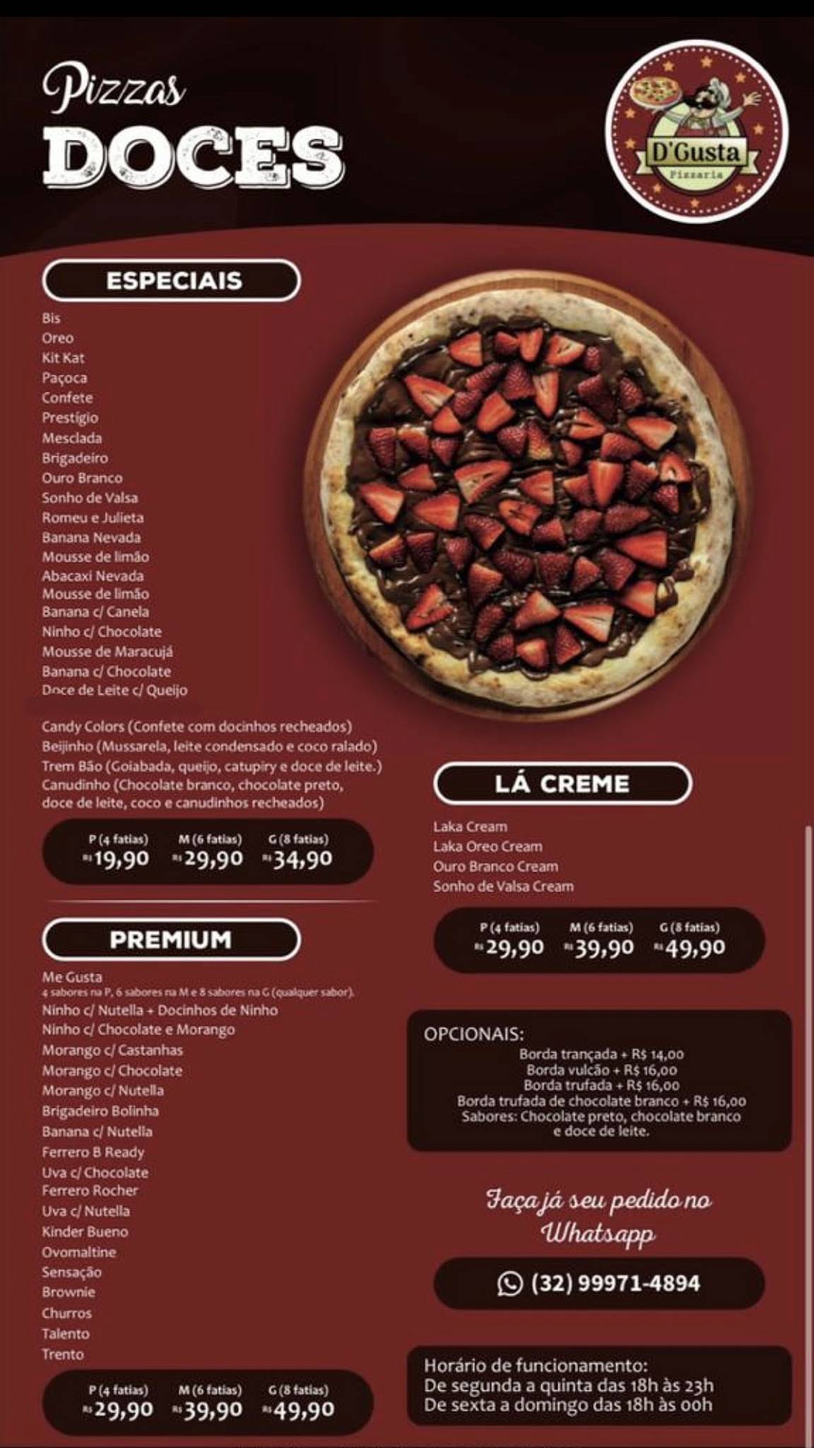 Pizzaria D’Gusta Rodízio cardápio