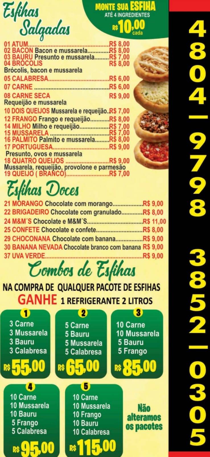 Pizzaria Souza em Poá cardápio