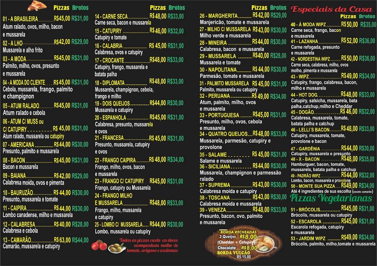 Pizzaria Wipz cardápio