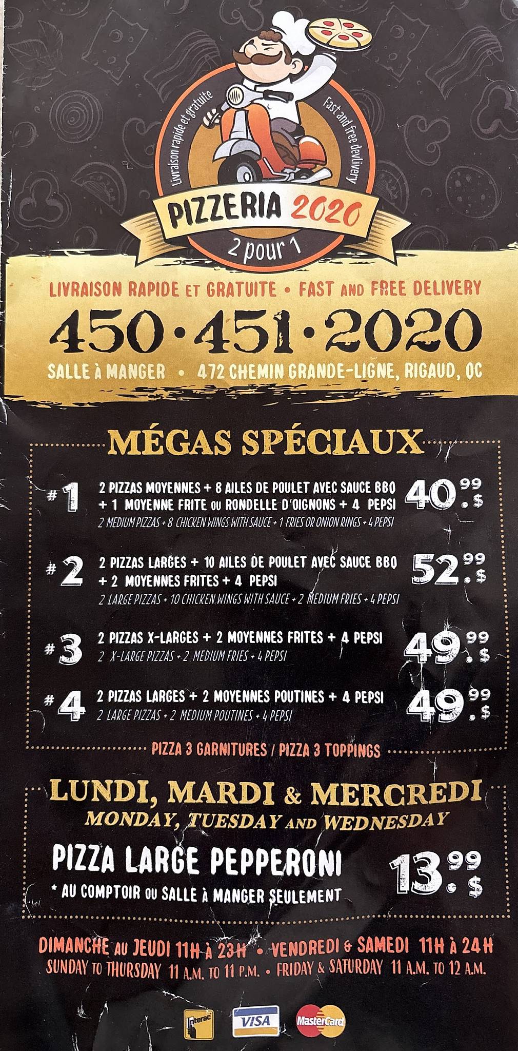Menu de Pizzeria 2020