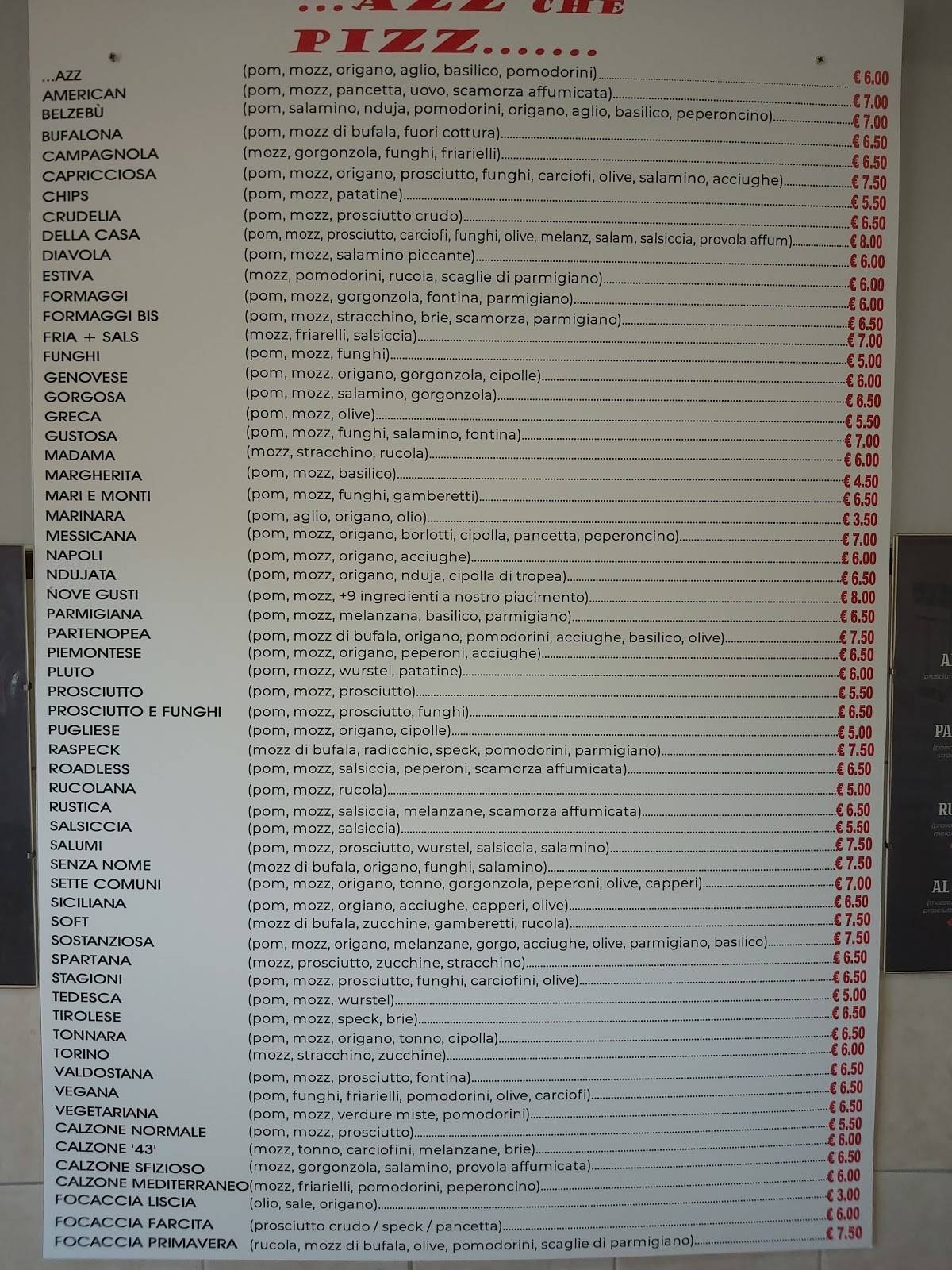 Menu di AZZ che PIZZ... 