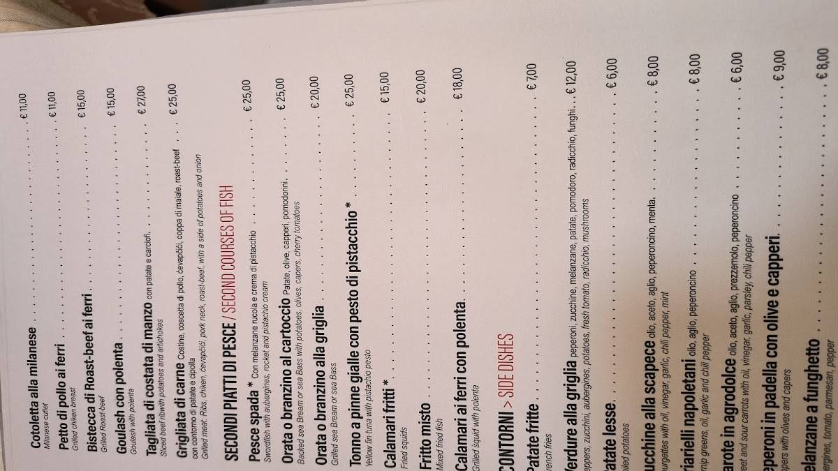 Menu di Pizzeria Anema e Core Trieste 