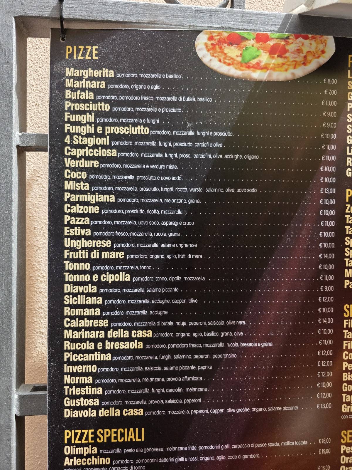 Menu di Pizzeria Anema e Core Trieste 