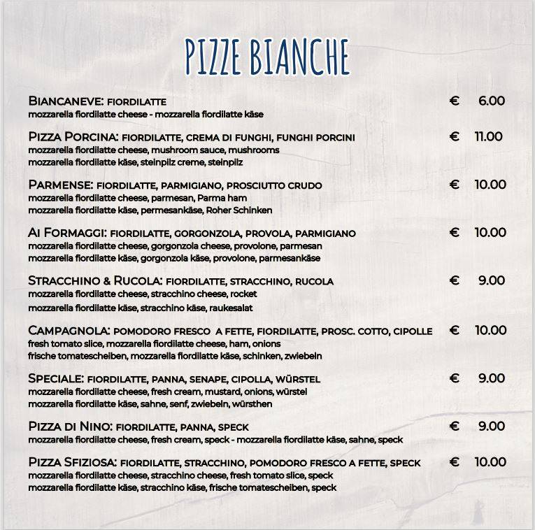 Menu di Pizzeria Avana 