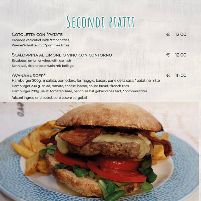 Menu di Pizzeria Avana 