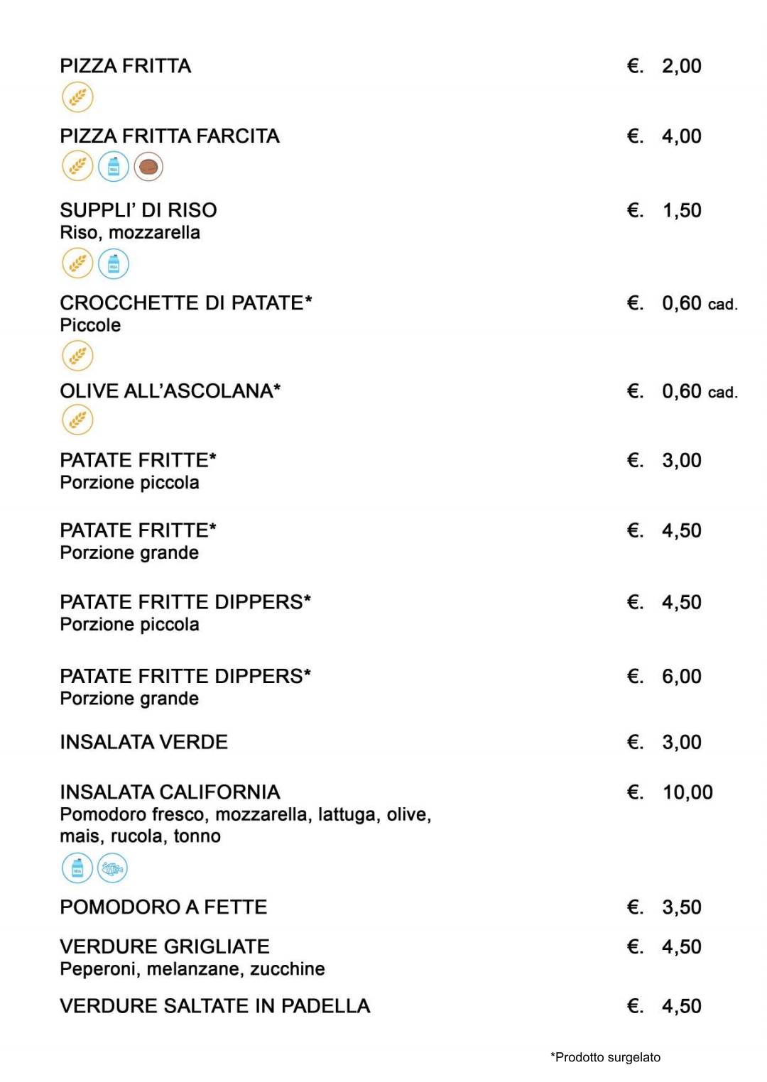 Menu di Pizzeria California 